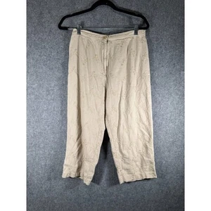 Pantalone Joy & Peace donna 10 misto lino ricamato ritagliato etico sostenibile - Foto 1 di 7