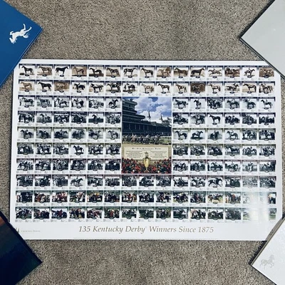 Cartel impreso 135 ganadores del Derby de Kentucky desde 1875 carreras de caballos 24x36 Churchill Foto 1 de 4