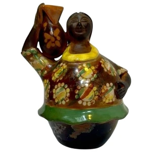 Vintage Chulucanas Peru Pottery Figurine Woman Jug Folk Art Rare Signed 7” - Picture 1 of 10