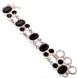 Black Onyx Gemstone 925 Sterling Silver Ethnic Bracelet 7-7.99" TB7510-297 - Picture 1 of 3