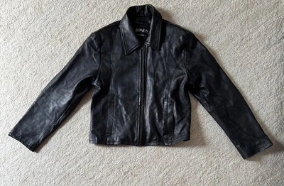 BONUS Italian Fashions Black Genuine Leather Jacket Size XL - Image 1 of 4