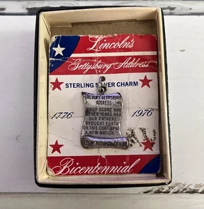 F 925 Sterling Silver Retro Charm Pendant Lincoln’s Gettysburg Address 1863 USA - Picture 1 of 9