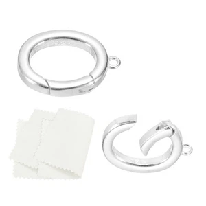 Anelli per cancello a molla in argento sterling 925 15,7 x 1,7 mm, 2 pezzi chiusure, tono argento - Foto 1 di 7