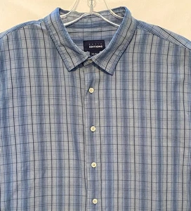 Basic Editions Blue Plaid Short Sleeve Casual Shirt Button Front Men's 2XL - Picture 1 of 10