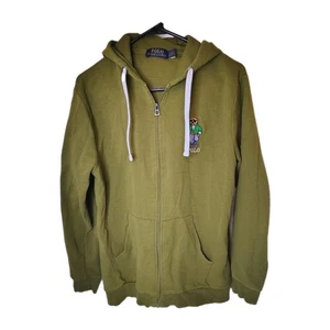Polo Ralph Lauren Full Zip Bear Parka Hoodie L - Olive Green w/ Preppy Shades - Foto 1 di 4