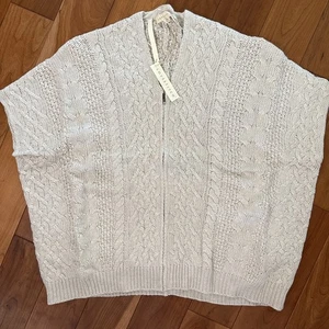 Poncho maglione punto amore con cerniera taglia S/M beige maglia cavo - Foto 1 di 9
