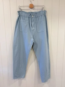 I'm Just A Girl Size 14 Light Blue Theo Pants Sailor Pockets Paperbag Waist - Picture 1 of 14
