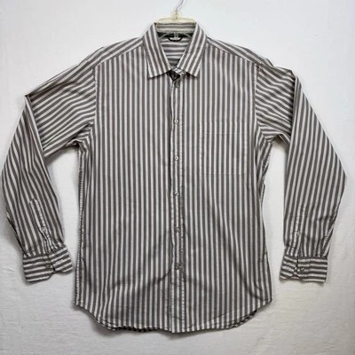 Camisa Zegna Sport Para Hombre Talla M Abotonada Manga Larga Tostada Blanca Rayas Foto 1 de 4