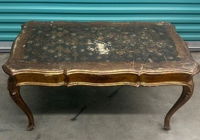 Mesa auxiliar de café vintage italiana florentina dorada dorada, 36" Foto 1 de 4