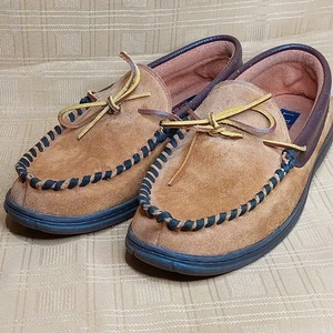 LB Evans Men's House Slipper Moccasin Shoes Size 10EEE Brown Leather House Shoes - Picture 1 of 11