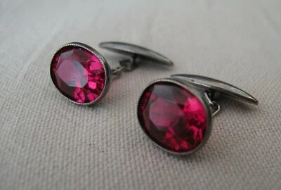 Gemelos rusos vintage plata turmalina corindón piedra cadena Запонки Серебро Foto 1 de 4