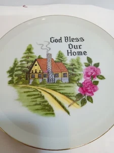 Vintage God Bless our Home porcelain wall plate - Picture 1 of 5