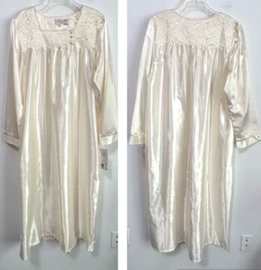Go Softly Satin House Coat Robe Dress L Whisper White Intimates Romantic NEW - Picture 1 of 9