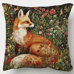 William Morris Abstract Floral Fox Design Pillow Cover - Picture 1 of 8