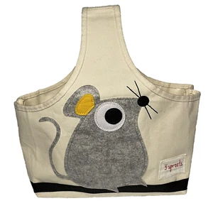 Mouse Canvas Caddy crafts, nursery, office supplies, etc, 3 Sprouts Lined Cotton - Picture 1 of 9