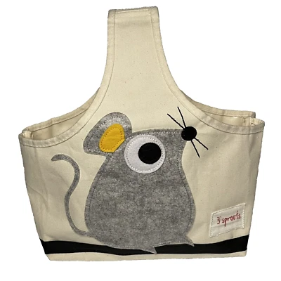 Mouse Canvas Caddy crafts, nursery, office supplies, etc, 3 Sprouts Lined Cotton - Image 1 of 4