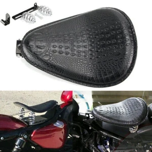 Motorcycle Black Driver Solo Seat with Spring Bracket For Harley Bobber Chopper - Picture 1 of 11