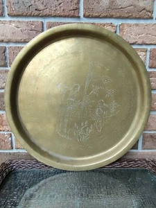 Antique Chinese Hand Engraved Decorative Brass  Charger ~ Republic Period - Picture 1 of 10