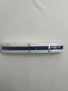 Century Martial Arts Adjustable Wrap Kids Belt White with Blue Stripe Size L - Picture 1 of 4