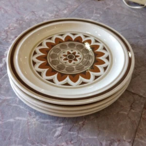 4 Vintage Royal China Omegastone Aztec Dinner Plates Set of 4 10 1/4" MCM Brown - Picture 1 of 7