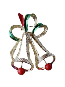 BROCHE DE PIN DE NAVIDAD GRANDE CAMPANAS DORADAS GERRYS JOYERÍA NAVIDEÑA - Imagen 1 de 6