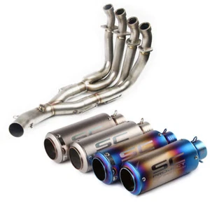 For Yamaha YZF R6 2006-16 Full System Exhaust Tips 51mm Muffler Front Link Pipe - Picture 1 of 8