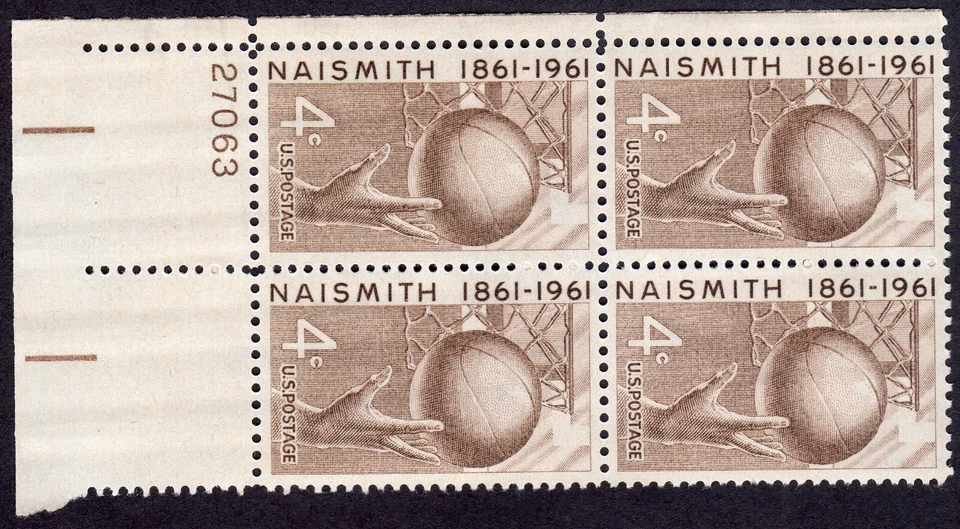 Scott #1189 Naismith Basketball Plate Block of 4 Stamps - MNH - Image 1 of 1