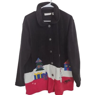 Cárdigan Suéter Navidad Vintage Studio Works Chaqueta Ligera Talla 1X  Foto 1 de 4