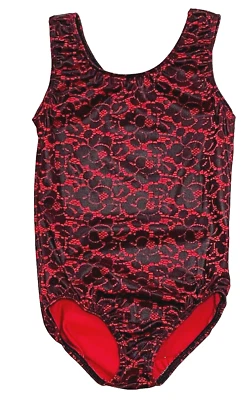 Motionwear Tank Leotardo Negro Rojo Cuero Look Holograma # 2100 Nueva Niña M 6 7 Foto 1 de 4