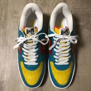Used A BATHING APE Bapesta Sneaker Shoes Blue/Red/Yellow US11 from Japan - Picture 1 of 10