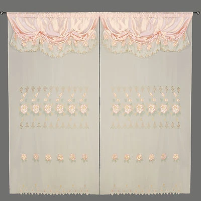 Cortinas cortina ventana valencia transparente bordado decoración habitación rosa melocotón 60x90+18" Foto 1 de 2