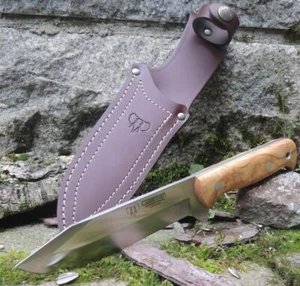Cudeman Messer 119-L MONTE Jagdmesser MoVa Stahl Olivenholzgriff Lederscheide