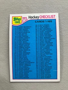 1985-86 Topps Hockey Checklist # 165 Unmarked - Picture 1 of 1