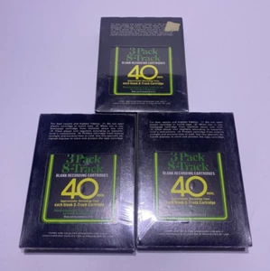 Vintage COLUMBIA MAGNETICS 3 Pack 8-Track Blank Recording Cartridges 40 Mins NEW - Picture 1 of 7