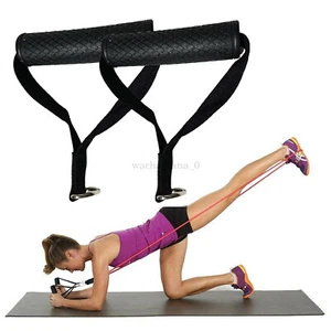 2x Heavy Duty Multi Gym Cable Machine Attachment Stirrup Handle Bar Resistance - Picture 1 of 12