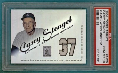 2001 Topps Tribute Casey Stengel Juego Usado Uniforme #RJCS PSA 10! POP 4! Yankees! Foto 1 de 2