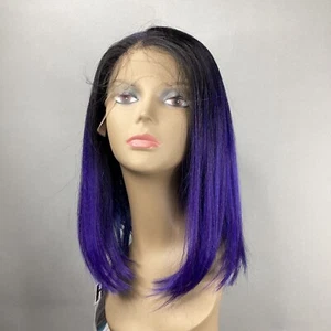 Kary Black Root Indigo Blues Wig Short Bob 13x7 Free Part Lace Front Synthetic - Picture 1 of 6