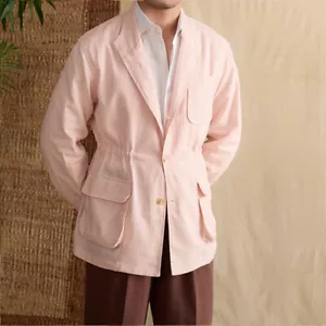 Italian Cotton Linen Jacket Gentry Breathable Sunscreen Casual Retro Jacket Men - Picture 1 of 16