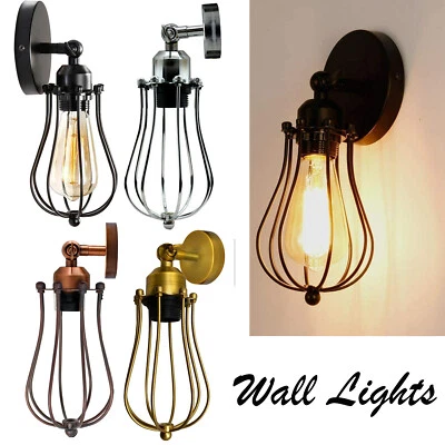 SUN_SONE Vintage Wall Lights Industrial Rustic Cage Wall Sconce Lamp E27 Fitting Fixture