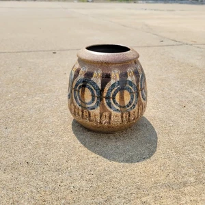 Vintage MCM Lapid Israel 1960er Jahre handbemalt modernist Steinzeug 5" Vase 109 - Bild 1 von 8