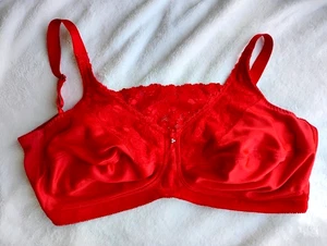 Almost U Size 42DD Unlined Wireless Back Closure Wide Strap Red Bra - Picture 1 of 9