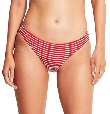 Parte inferior de natación Seafolly L101545 para mujer rojo chile a rayas costeras hipster talla EE. UU. 8 Foto 1 de 4
