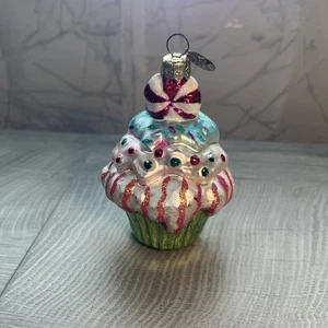 Christopher Radko Mint Konfekt Kuchen Cupcake GLAS Weihnachtsschmuck - Bild 1 von 10