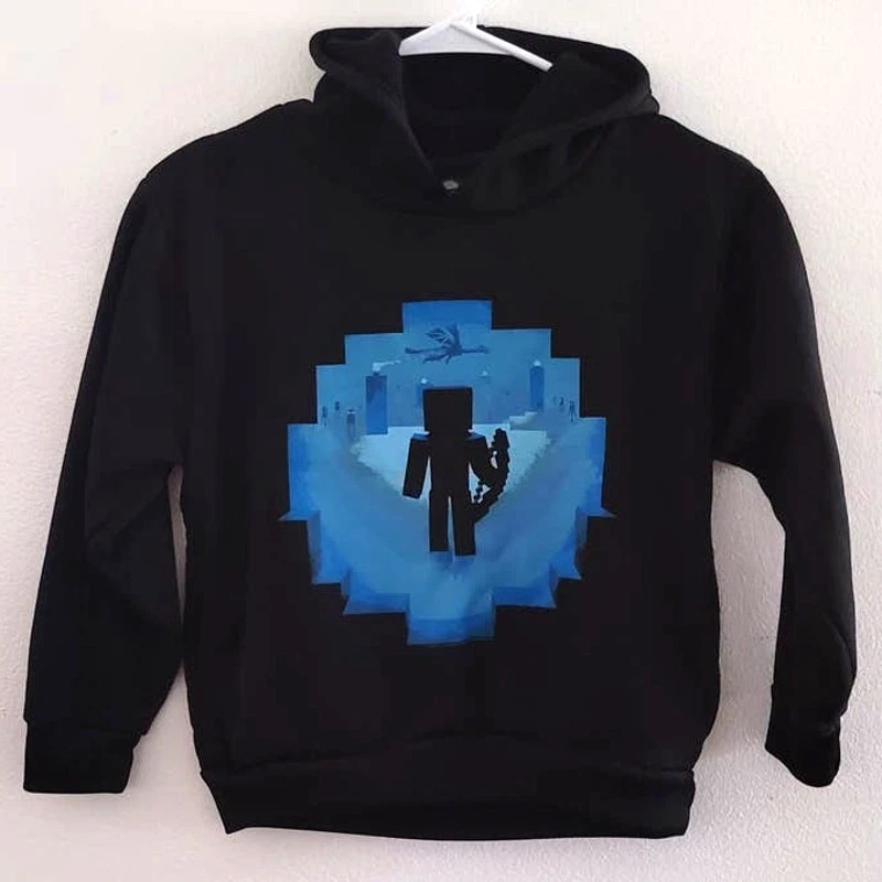 Sudadera con Capucha Forrada de Vellón JINX Minecraft Negra Azul Niños Pequeña 6/7 Foto 1 de 4