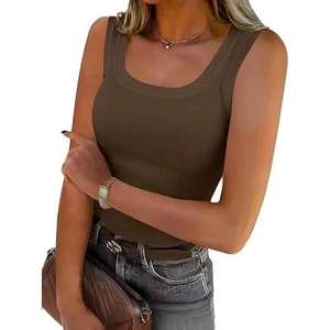 Ladies Solid Color Casual Camisole Sleeveless Vest for Spring Summer Fashion - Picture 1 of 17