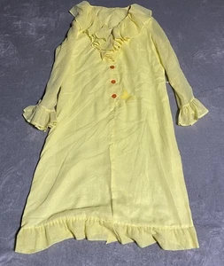 True Vintage Handmade Kleid Damen 13 gelb Hippie lang transparente Ärmel Schmetterling - Bild 1 von 7