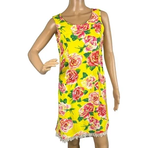 Vintage Jams World La Rosa Dress Rare! Spun Crushed Rayon Yellow Pink Size 3 JR - Picture 1 of 9