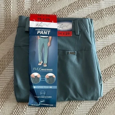 Мужские эластичные брюки Greg Norman 34x29 Luxe Performance ML75 с гибким поясом зеленые - Изображение 1 из 4