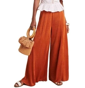 Maeve Women's Shiloh Knit Wide-Leg Pants Size 3X Anthro Orange Rayon Palazzo - Picture 1 of 7