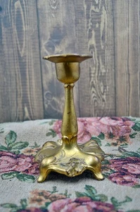 Vintage Floral Brass Candle Holder - 4.75" High - Decor, Collectable - Picture 1 of 4